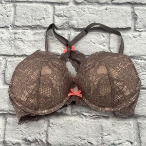 Victorias‎ Secret Women's Lace Underwire Push-Up Pigeonnant Bra 32D Gray